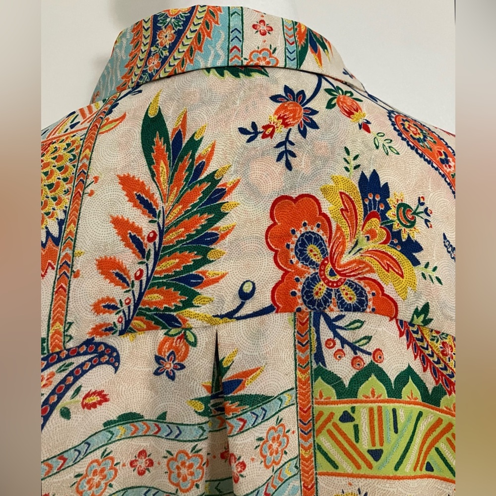 Rose + Olive Button Large Patchwork Paisley Blous… - image 3